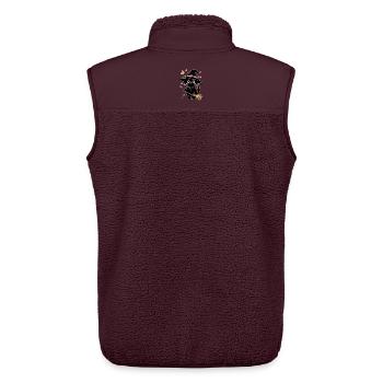 Cute cat witch print with magic wand - Unisex Sherpa Gilet by Stanley/Stella - maroon - Back - AI Model Male 178 light (178cm)