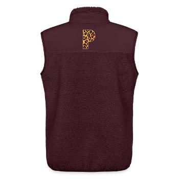 Leopard_Buchstabenmuster_-_P - Unisex Sherpaweste von Stanley/Stella - Maroon - Hinten - AI Model Male 178 light (178cm)