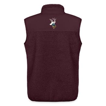 Geometric Deer with Mountain Motif - Unisex Sherpa Gilet by Stanley/Stella - maroon - Back - AI Model Male 178 light (178cm)
