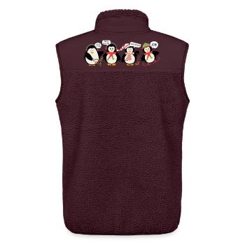Lustige Pinguin-Weihnachten. Weihnachts-Pinguin - Unisex Sherpaweste von Stanley/Stella - Maroon - Hinten - AI Model Male 178 light (178cm)