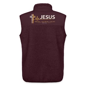 Jesus Bibelvers Der Weg Die Wahrheit Das Leben  - Unisex Sherpaweste von Stanley/Stella - Maroon - Hinten - AI Model Male 178 light (178cm)