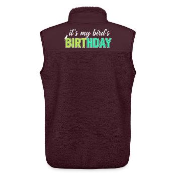 C’est l’anniversaire de mon oiseau - Veste sans manches sherpa unisexe Stanley/Stella - maroon - Dos - AI Model Male 178 light (178cm)