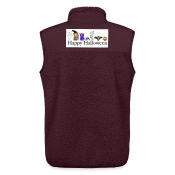 Humorous Halloween Monsters and Ghosts - Unisex Sherpa Gilet by Stanley/Stella - maroon - Back - AI Model Male 178 light (178cm)