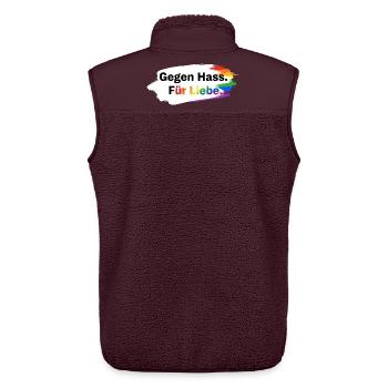 Gegen Hass Für Liebe Regenbogen T-Shirt CSD Pride - Unisex Sherpaweste von Stanley/Stella - Maroon - Hinten - AI Model Male 178 light (178cm)