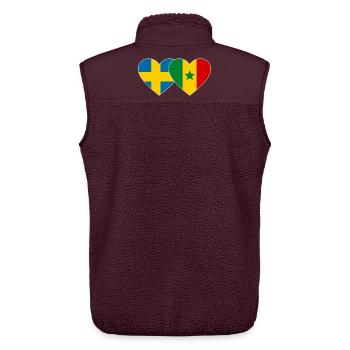 Suède Sénégal Drapeau Coeur - Veste sans manches sherpa unisexe Stanley/Stella - maroon - Dos - AI Model Male 178 light (178cm)