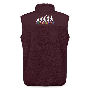Jeck seit Urzeiten | Evolution Narren, Fastnacht - Unisex Sherpaweste von Stanley/Stella - Maroon - Hinten - AI Model Male 178 light (178cm)