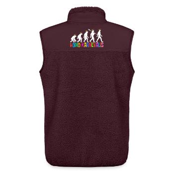 Homo Karnevalis | Evolution der Narren, Fastnacht - Unisex Sherpaweste von Stanley/Stella - Maroon - Hinten - AI Model Male 178 light (178cm)