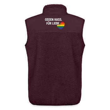 Pride Geschenk Gegen Hass Für Liebe Fans - Unisex Sherpaweste von Stanley/Stella - Maroon - Hinten - AI Model Male 178 light (178cm)