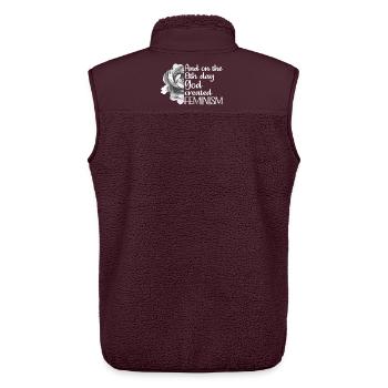 And on the 8th day God created Feminism - Unisex Sherpa Gilet by Stanley/Stella - maroon - Back - AI Model Male 178 light (178cm)