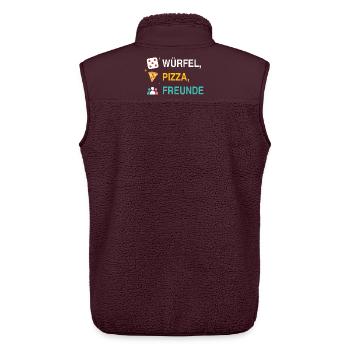 Würfel, Pizza, Freunde – Spieleabend Motiv - Unisex Sherpaweste von Stanley/Stella - Maroon - Hinten - AI Model Male 178 light (178cm)