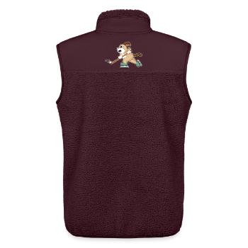 Dog Hockey Hockey Stick - Unisex Sherpa Gilet by Stanley/Stella - maroon - Back - AI Model Male 178 light (178cm)