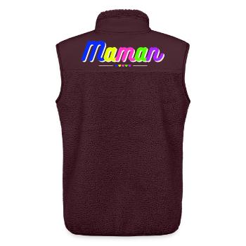 Maman coloré flashy vintage années 90. Fête mères - Veste sans manches sherpa unisexe Stanley/Stella - maroon - Dos - AI Model Male 178 light (178cm)