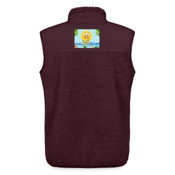 Sunny Island Cartoon Sun - Unisex Sherpaweste von Stanley/Stella - Maroon - Hinten - AI Model Male 178 light (178cm)
