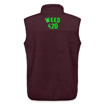 Motif 420 emblématique en vert fluo - Veste sans manches sherpa unisexe Stanley/Stella - maroon - Dos - AI Model Male 178 light (178cm)
