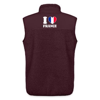 I Love France Frankreich-Liebe Herz Frankreichfan - Unisex Sherpaweste von Stanley/Stella - Maroon - Hinten - AI Model Male 178 light (178cm)
