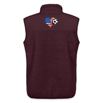 USA Herz Flagge Fußball mit Herz - Unisex Sherpaweste von Stanley/Stella - Maroon - Hinten - AI Model Male 178 light (178cm)