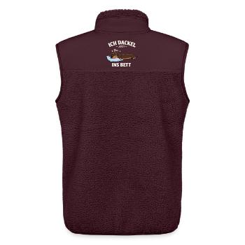 Vêtements teckels cadeaux Je suis teckel maintenant - Veste sans manches sherpa unisexe Stanley/Stella - maroon - Dos - AI Model Male 178 light (178cm)