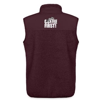 Waschbärkaffee zuerst - Unisex Sherpaweste von Stanley/Stella - Maroon - Hinten - AI Model Male 178 light (178cm)