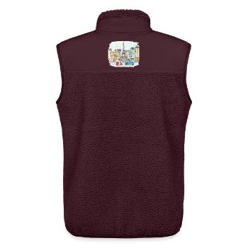 Pariser Stadtsilhouette Eiffelturm Cartoon-Kunst - Unisex Sherpaweste von Stanley/Stella - Maroon - Hinten - AI Model Male 178 light (178cm)