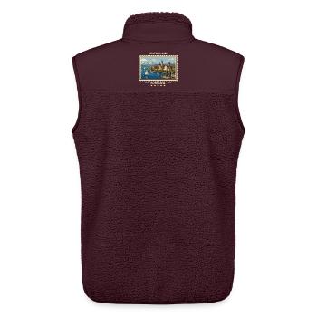 Deutschland Konstanz Vintage Reisemarke - Unisex Sherpaweste von Stanley/Stella - Maroon - Hinten - AI Model Male 178 light (178cm)