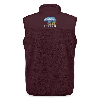 Alaskan Bear Lake and Mountain Alaska Souvenir - Unisex Sherpa Gilet by Stanley/Stella - maroon - Back - AI Model Male 178 light (178cm)