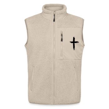 Christen Kreuz - Unisex Sherpaweste von Stanley/Stella - Beige - Vorne - AI Model Male 178 light (178cm) & AI Model Female 172 light (172cm)