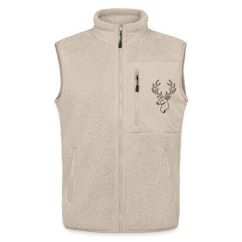 Minimalistisches schwarz-weiß Hirsch-Line Art - Unisex Sherpaweste von Stanley/Stella - Beige - Vorne - AI Model Male 178 light (178cm) & AI Model Female 172 light (172cm)