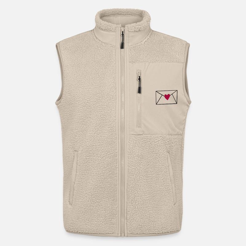 Rødt hjerte på sort - Stanley/Stella unisex sherpavest - beige