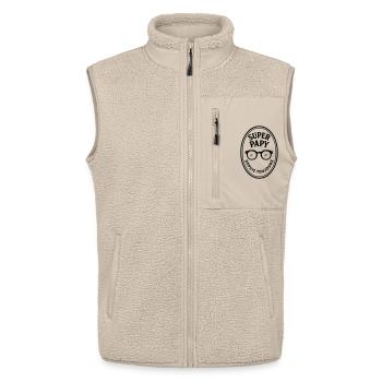 Super Papy depuis toujours - Veste sans manches sherpa unisexe Stanley/Stella - beige - Devant - AI Model Male 178 light (178cm) & AI Model Female 172 light (172cm)