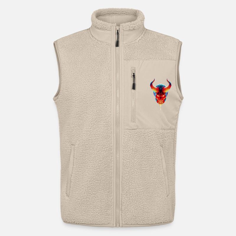 Feuriger Dämonen Skull mit Neoneffekten - Unisex Sherpaweste von Stanley/Stella - Beige