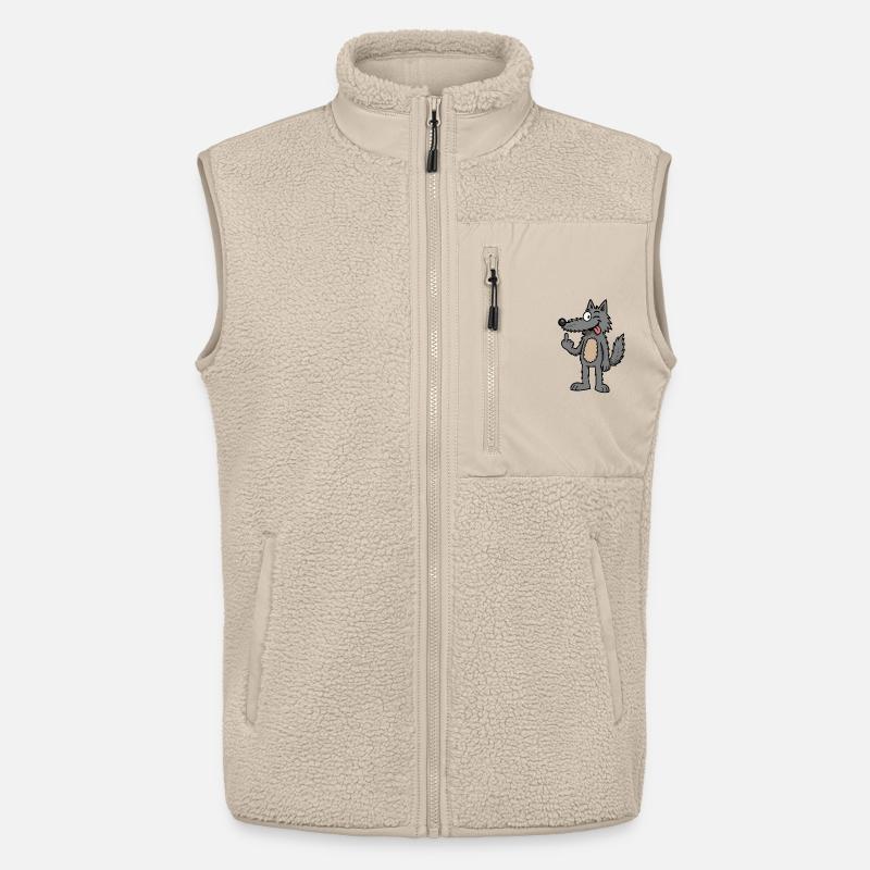Waldemar Wolf Lustiger Comic-Wolf - Unisex Sherpaweste von Stanley/Stella - Beige