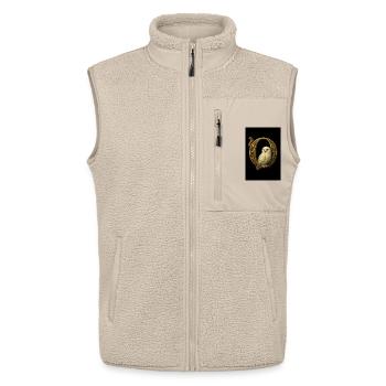 O – Ornement magique avec harfang des neiges - Veste sans manches sherpa unisexe Stanley/Stella - beige - Devant - AI Model Male 178 light (178cm) & AI Model Female 172 light (172cm)