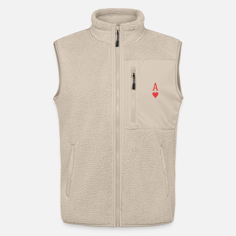 Rotes Herz-Ass auf schwarzem Hintergrund - Unisex Sherpaweste von Stanley/Stella - Beige