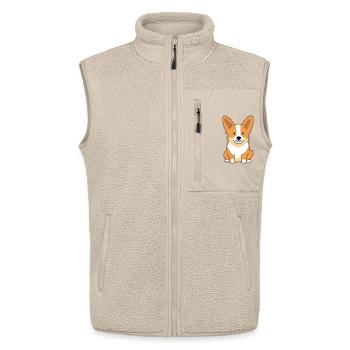 Chien Corgi - Veste sans manches sherpa unisexe Stanley/Stella - beige - Devant - AI Model Male 178 light (178cm) & AI Model Female 172 light (172cm)