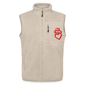 Tout ce dont j’ai besoin, c’est d’un cœur (Vectorgraphic) - Veste sans manches sherpa unisexe Stanley/Stella - beige - Devant - AI Model Male 178 light (178cm) & AI Model Female 172 light (172cm)