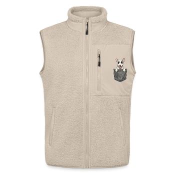 Bull Terrier dans la Poche - Chien Mignon  - Veste sans manches sherpa unisexe Stanley/Stella - beige - Devant - AI Model Male 178 light (178cm) & AI Model Female 172 light (172cm)