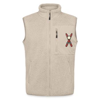 Gekreuzte Skier & Pompom – Emblem der winzigen Brust - Unisex Sherpaweste von Stanley/Stella - Beige - Vorne - AI Model Male 178 light (178cm) & AI Model Female 172 light (172cm)