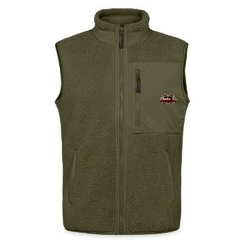 thorge_112 logo - Unisex Sherpa Gilet by Stanley/Stella - khaki - Front - AI Model Female 172 light (172cm) & AI Model Male 178 light (178cm)