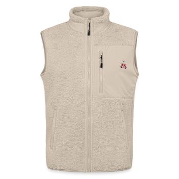 Weihnachtsfäustlinge im bestickten Look (bedruckt) - Unisex Sherpaweste von Stanley/Stella - Beige - Vorne - AI Model Male 178 light (178cm) & AI Model Female 172 light (172cm)