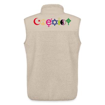 Coexist Symbol Shirt – Frieden Vielfalt Toleranz - Unisex Sherpaweste von Stanley/Stella - Beige - Hinten - AI Model Male 178 light (178cm)