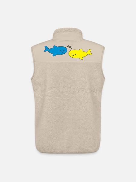 Fröhliche Fische Blau Gelb - Unisex Sherpaweste von Stanley/Stella - Beige