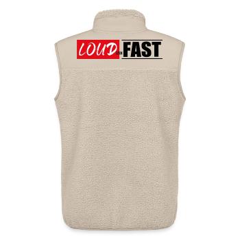 loud and presque tuner tuning visseuse chemise autocollant - Veste sans manches sherpa unisexe Stanley/Stella - beige - Dos - AI Model Male 178 light (178cm)
