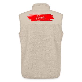 L’amour avec la bande de peinture rouge # - Veste sans manches sherpa unisexe Stanley/Stella - beige - Dos - AI Model Male 178 light (178cm)