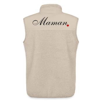 Maman et coeur. Amour pour maman - Veste sans manches sherpa unisexe Stanley/Stella - beige - Dos - AI Model Male 178 light (178cm)