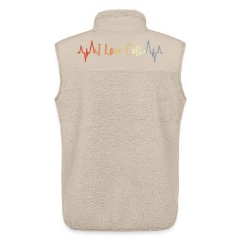 I Love Cat's Heartbeat - Unisex Sherpa Gilet by Stanley/Stella - beige - Back - AI Model Male 178 light (178cm)