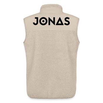 Prénom Jonas - Veste sans manches sherpa unisexe Stanley/Stella - beige - Dos - AI Model Male 178 light (178cm)