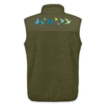 Migration des oiseaux origami - Veste sans manches sherpa unisexe Stanley/Stella - kaki - Dos - AI Model Male 178 light (178cm)