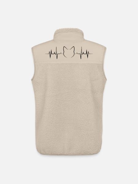 Heartbeat Cat Amante degli animali ECG - Gilet sherpa unisex di Stanley/Stella - beige