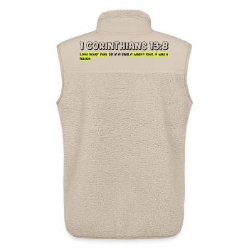 Conception d’amour inspirant et de citation chrétienne - Veste sans manches sherpa unisexe Stanley/Stella - beige - Dos - AI Model Male 178 light (178cm)