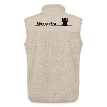 Miesepetra – Drôle de chat Jeu de mots Petra - Veste sans manches sherpa unisexe Stanley/Stella - beige - Dos - AI Model Male 178 light (178cm)